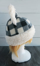 Load image into Gallery viewer, Checkered Cat Fleece Hat - Sherpa Hat