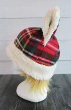 Load image into Gallery viewer, Christmas Plaid Cat Fleece Hat - Sherpa Hat