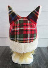 Load image into Gallery viewer, Christmas Plaid Cat Fleece Hat - Sherpa Hat