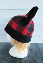 Load image into Gallery viewer, Buffalo Plaid Cat Fleece Hat - Sherpa Hat

