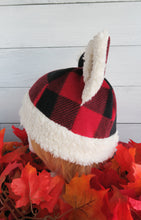 Load image into Gallery viewer, Buffalo Plaid Cat Fleece Hat - Sherpa Hat