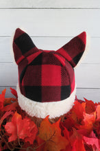 Load image into Gallery viewer, Buffalo Plaid Cat Fleece Hat - Sherpa Hat