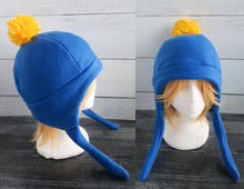 Load image into Gallery viewer, Blue and Yellow PomPom  Fleece Hat