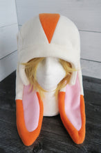 Load image into Gallery viewer, Cream and Orange Rabbit Fleece Hat

