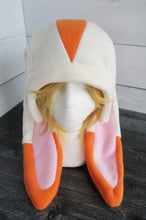 Load image into Gallery viewer, Cream and Orange Rabbit Fleece Hat