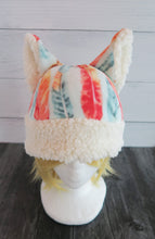 Load image into Gallery viewer, Sunset Feather Cat Fleece Hat - Sherpa Hat
