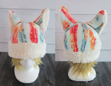 Load image into Gallery viewer, Sunset Feather Cat Fleece Hat - Sherpa Hat
