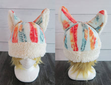 Load image into Gallery viewer, Sunset Feather Cat Fleece Hat - Sherpa Hat