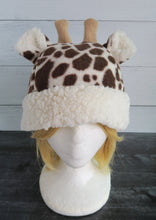 Load image into Gallery viewer, Giraffe Fleece Hat - Sherpa Hat

