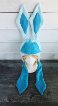 Load image into Gallery viewer, Pokemon Glaceon cosplay costume hat Halloween costume Leafeon Eevee shiny Glaceon
