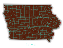 Load image into Gallery viewer, Iowa State Map Print