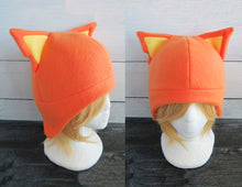 Load image into Gallery viewer, Orange Cat with Ear Cut Out Fleece Hat
