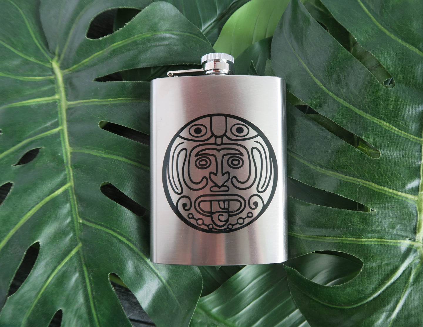 Mayan Calendar Face Flask