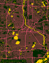 Load image into Gallery viewer, Minneapolis, MN City Map Print