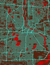Load image into Gallery viewer, Minneapolis, MN City Map Print
