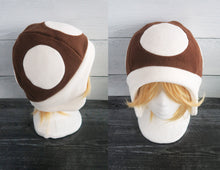 Load image into Gallery viewer, SALE on Brown and Mango Mushroom Fleece Hat
