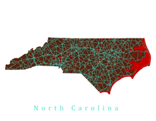Load image into Gallery viewer, North Carolina State Map Print