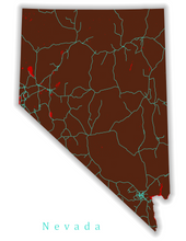 Load image into Gallery viewer, Nevada State Map Print