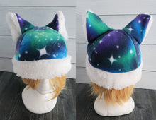 Load image into Gallery viewer, Northern Lights Cat Fleece Hat - Sherpa Hat