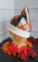 Load image into Gallery viewer, Orange-Blue OR Red-Brown Plaid Cat Fleece Hat