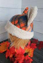 Load image into Gallery viewer, Orange-Blue Plaid Cat Fleece Hat - Sherpa Hat