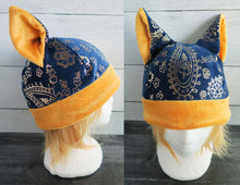 Load image into Gallery viewer, Paisley Cat Hat - Damask Cat - Fleece Hat - Sherpa Hat