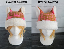 Load image into Gallery viewer, Pink Aztec Cat Fleece Hat - Sherpa Hat