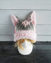 Load image into Gallery viewer, Pink Desert Cat Fleece Hat - Sherpa Hat