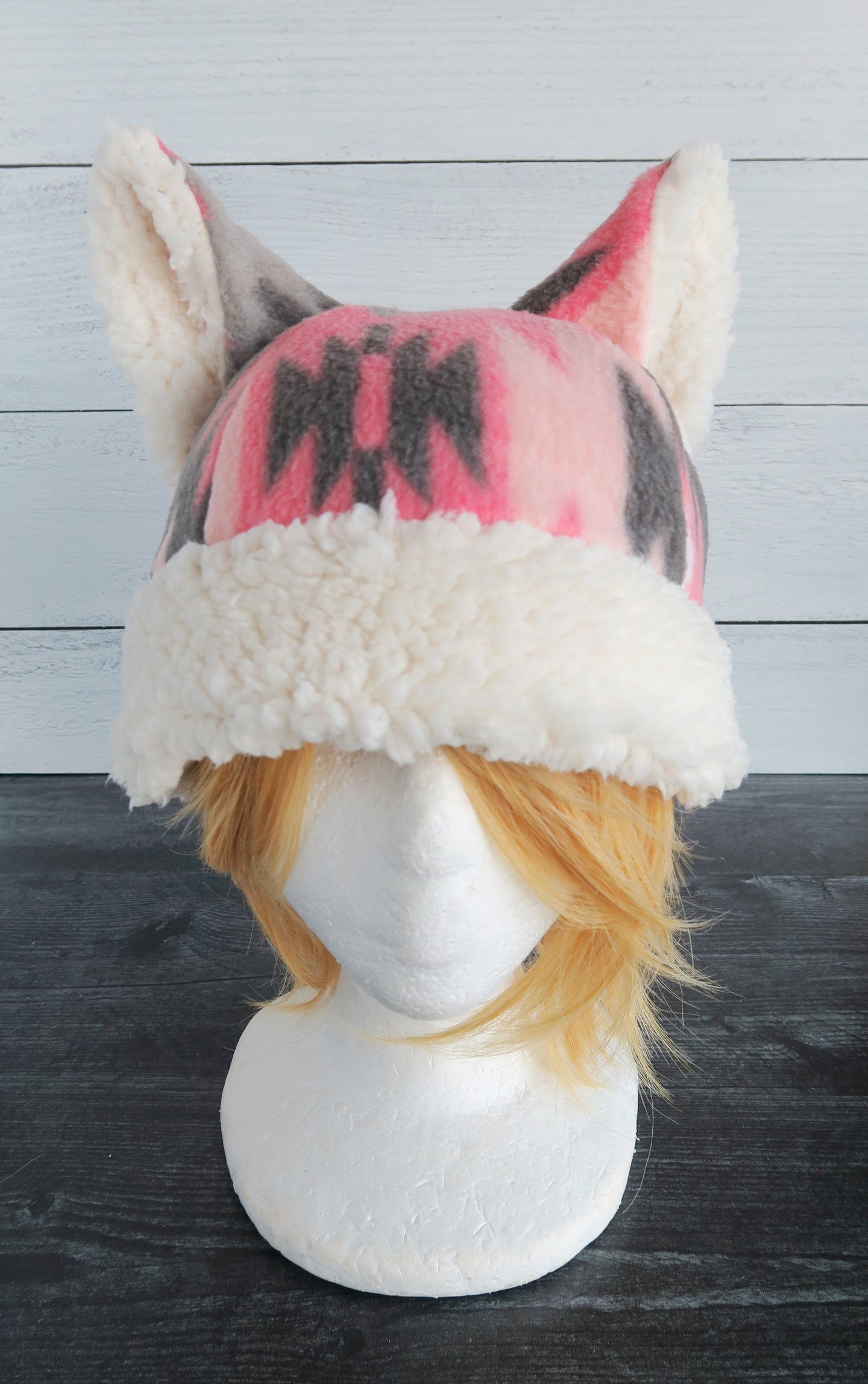 Pink Desert Cat Fleece Hat - Sherpa Hat