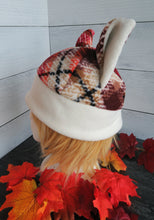 Load image into Gallery viewer, Orange-Blue OR Red-Brown Plaid Cat Fleece Hat
