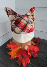 Load image into Gallery viewer, Red-Brown Plaid Cat Fleece Hat - Sherpa Hat