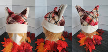 Load image into Gallery viewer, Orange-Blue OR Red-Brown Plaid Cat Fleece Hat