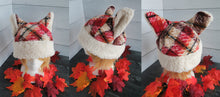 Load image into Gallery viewer, Red-Brown Plaid Cat Fleece Hat - Sherpa Hat
