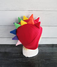 Load image into Gallery viewer, Rainbow Dragon Fleece Hat - 2 Spike Row / Black on SALE