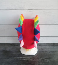 Load image into Gallery viewer, Rainbow Dragon Fleece Hat - 2 Spike Row / Black on SALE