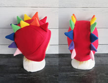 Load image into Gallery viewer, Rainbow Dragon Fleece Hat - 2 Spike Row / Black on SALE