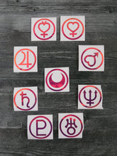 Load image into Gallery viewer, SET of 9 - Planet Symbols - Decals/Stickers