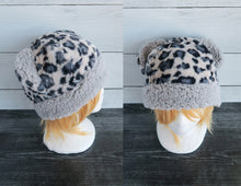 Load image into Gallery viewer, Snow Leopard Fleece Hat - Sherpa Hat