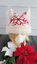 Load image into Gallery viewer, Winter Snowflake Cat Fleece Hat - Sherpa Hat