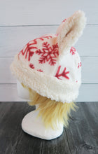 Load image into Gallery viewer, Winter Snowflake Cat Fleece Hat - Sherpa Hat