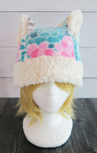 Load image into Gallery viewer, Spring Cat Hat - Flower Cat Fleece Hat - Sherpa Hat
