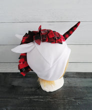 Load image into Gallery viewer, Christmas Plaid Unicorn Fleece Hat