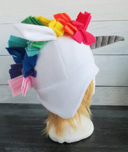 Load image into Gallery viewer, Rainbow Unicorn Fleece Hat