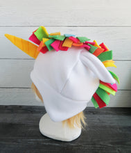 Load image into Gallery viewer, Tropical Unicorn Fleece Hat