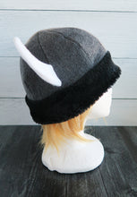 Load image into Gallery viewer, Black Bear Fur Vikings Helmet Fleece
