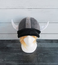 Load image into Gallery viewer, Black Bear Fur Vikings Helmet Fleece