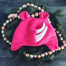 Load image into Gallery viewer, Rhino Hat, Rhinoceros Hat, Horned Hat - Animal Fleece Hat