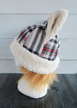 Load image into Gallery viewer, White Plaid Winter Cat Fleece Hat - Sherpa Hat