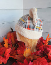 Load image into Gallery viewer, Gray-Yellow Plaid Cat Fleece Hat - Sherpa Hat