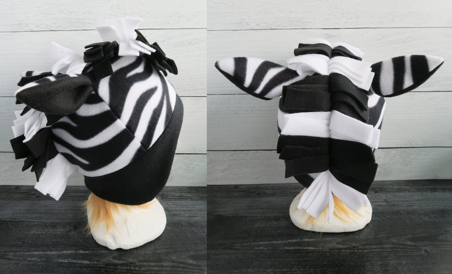 Zebra with Mane Fleece Hat
